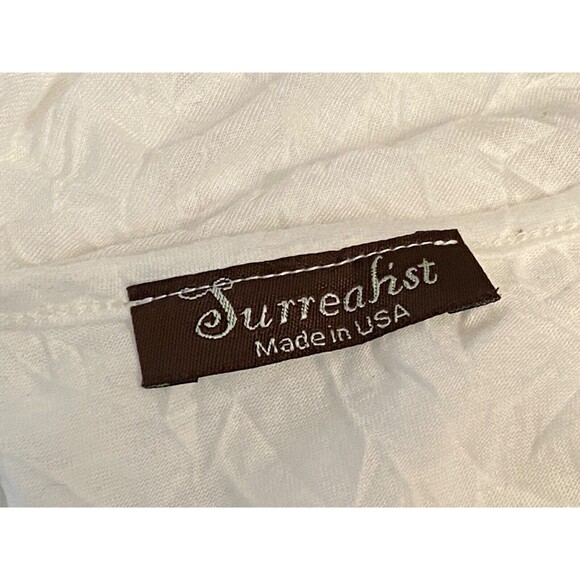 SURREALIST Women's L Slip Dress Tunic Tank Lacey USA Made Boho Chic Y2K Ivory - Picture 6 of 8